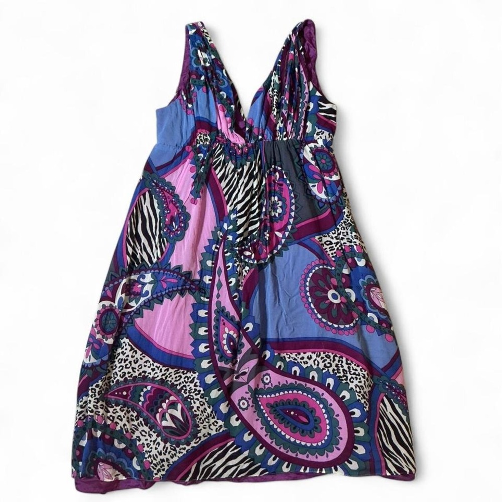 Tibi New York Silk‎ Midi Dress Size 4 V-Neck Sleeveless Paisley Zebra Print